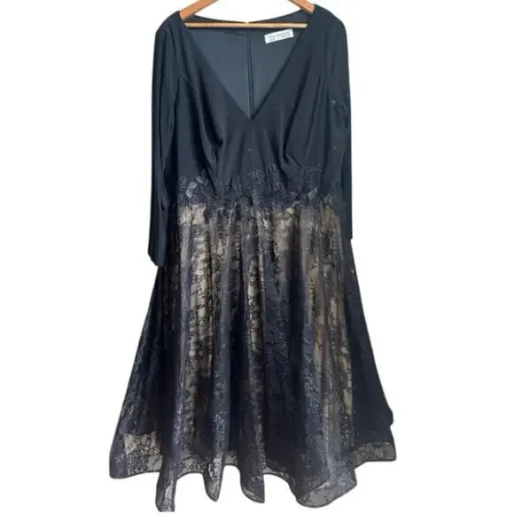 MAC DUGGAL 67897 Jersey & Lace Cocktail Dress, Size 24W, New with Tag MSRP $398 - Picture 4 of 8